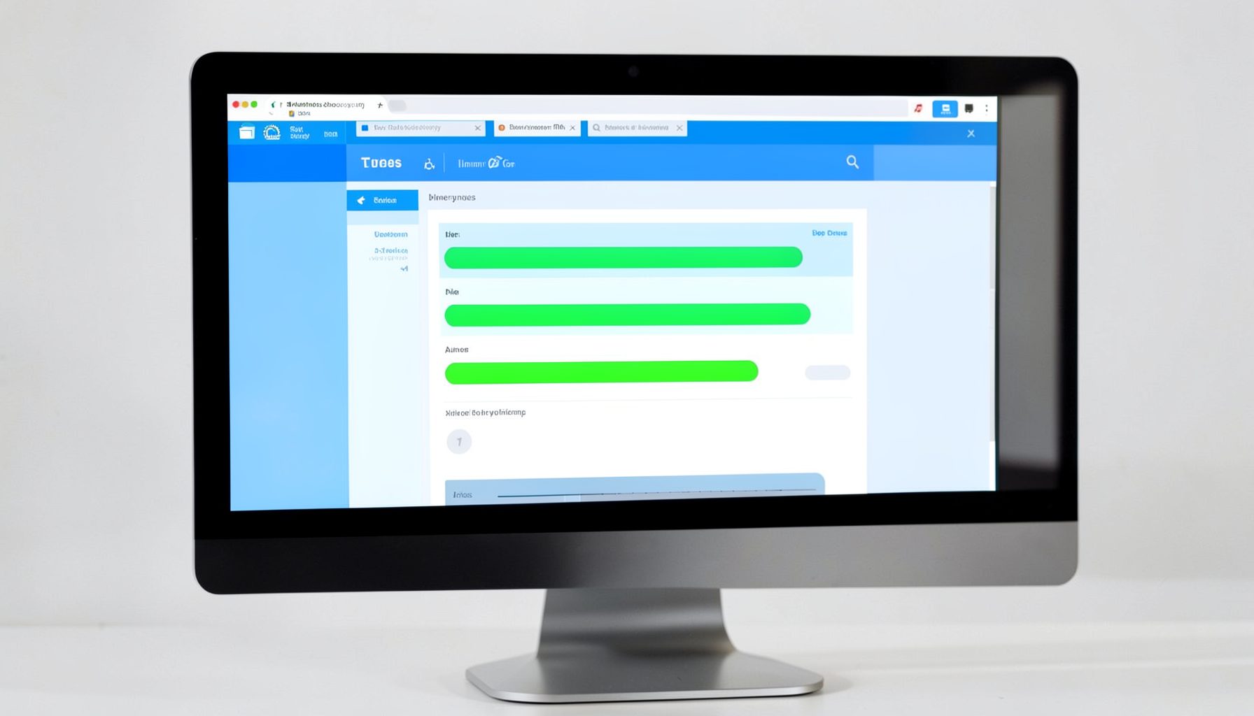 A computer screen showing a driver update interface with green progress bars and a clean blue-themed dashboard layout