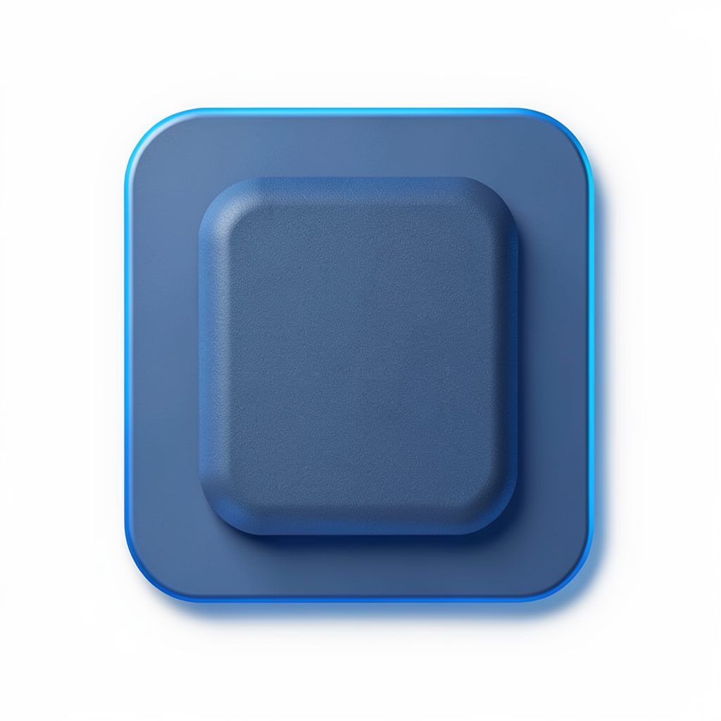 Compact rounded card with a cool blue accent shadow, hinting at a utility or security tool