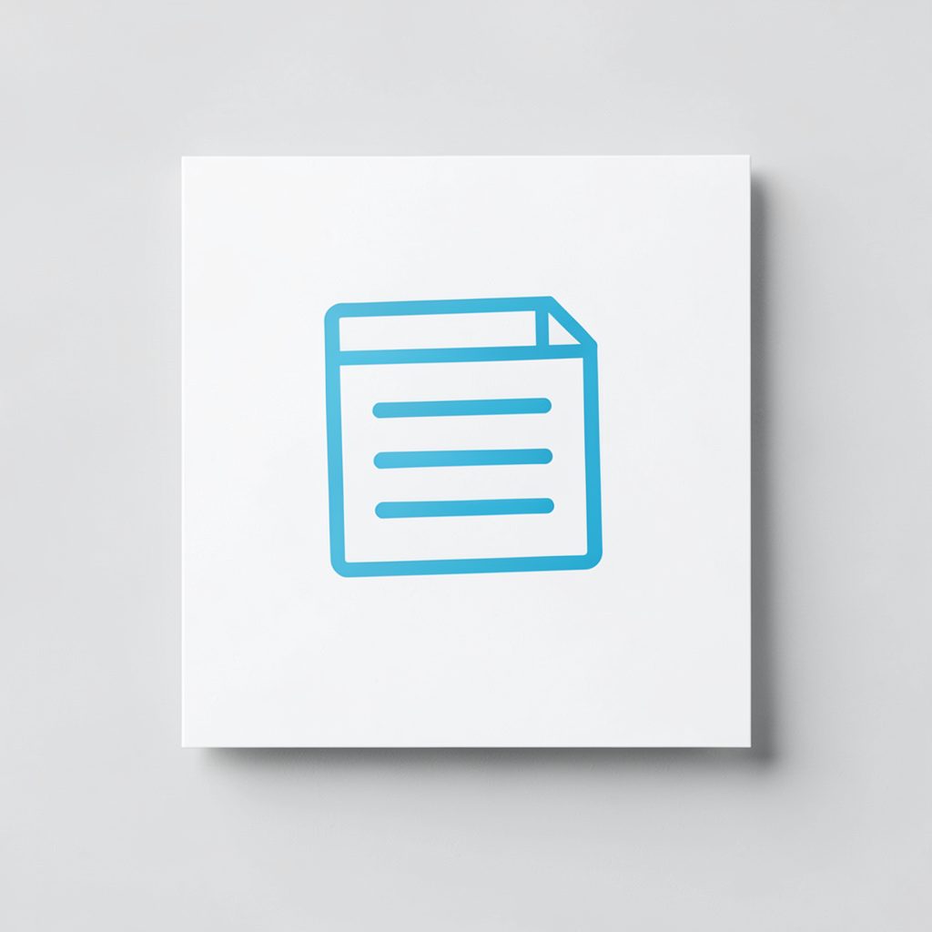 Document icon on a white card with subtle azure accent, representing office software