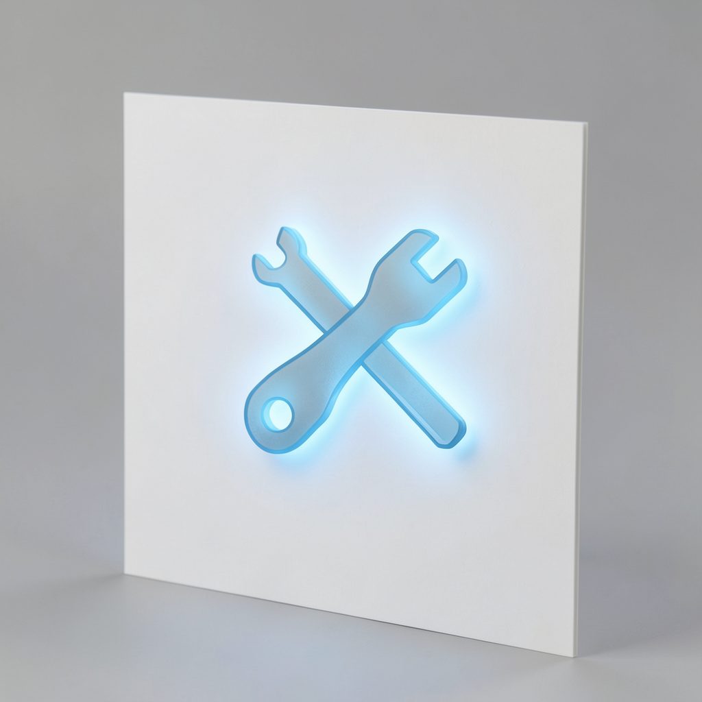 Key icon on a white card with soft blue glow, representing activator tools