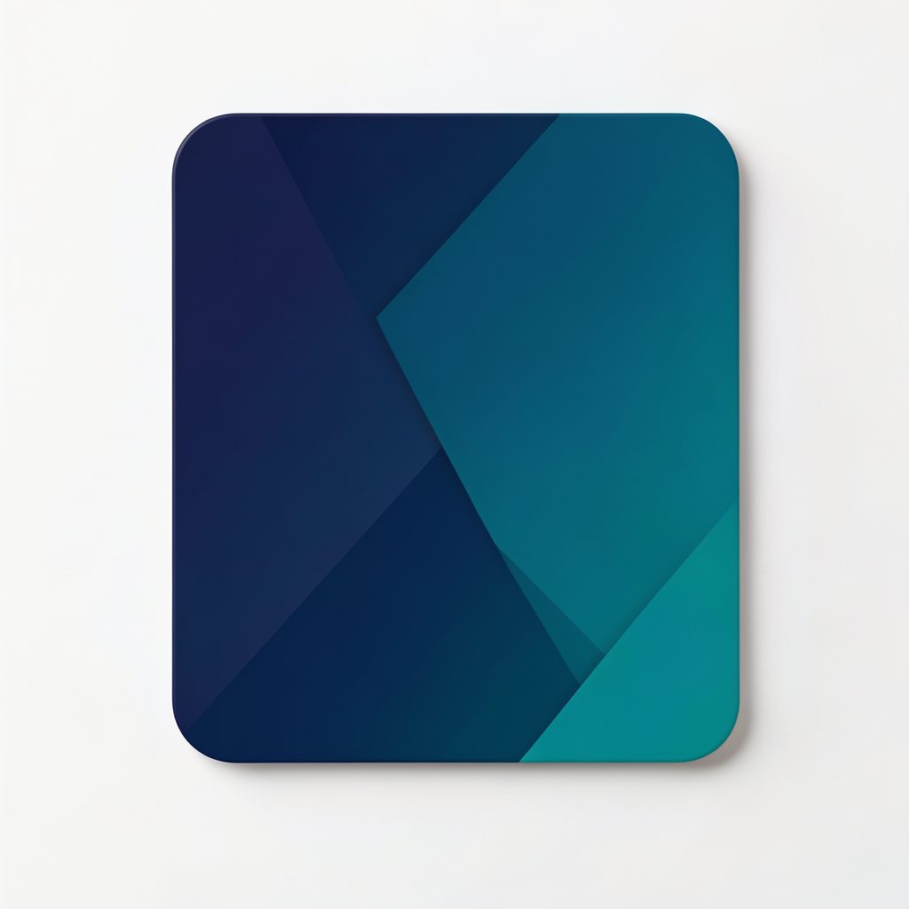 Rounded card with a smooth navy-to-teal gradient and subtle geometric overlay shapes