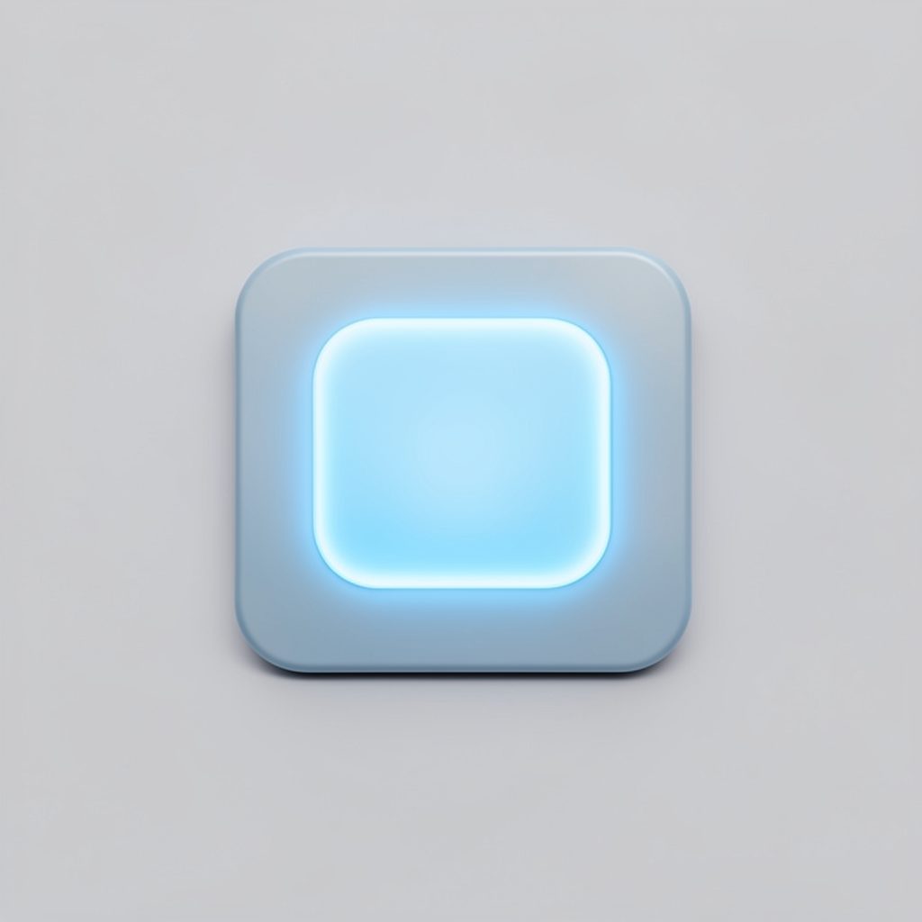 Small square rounded tile with a gentle blue glow, evoking a lightweight PC tool icon