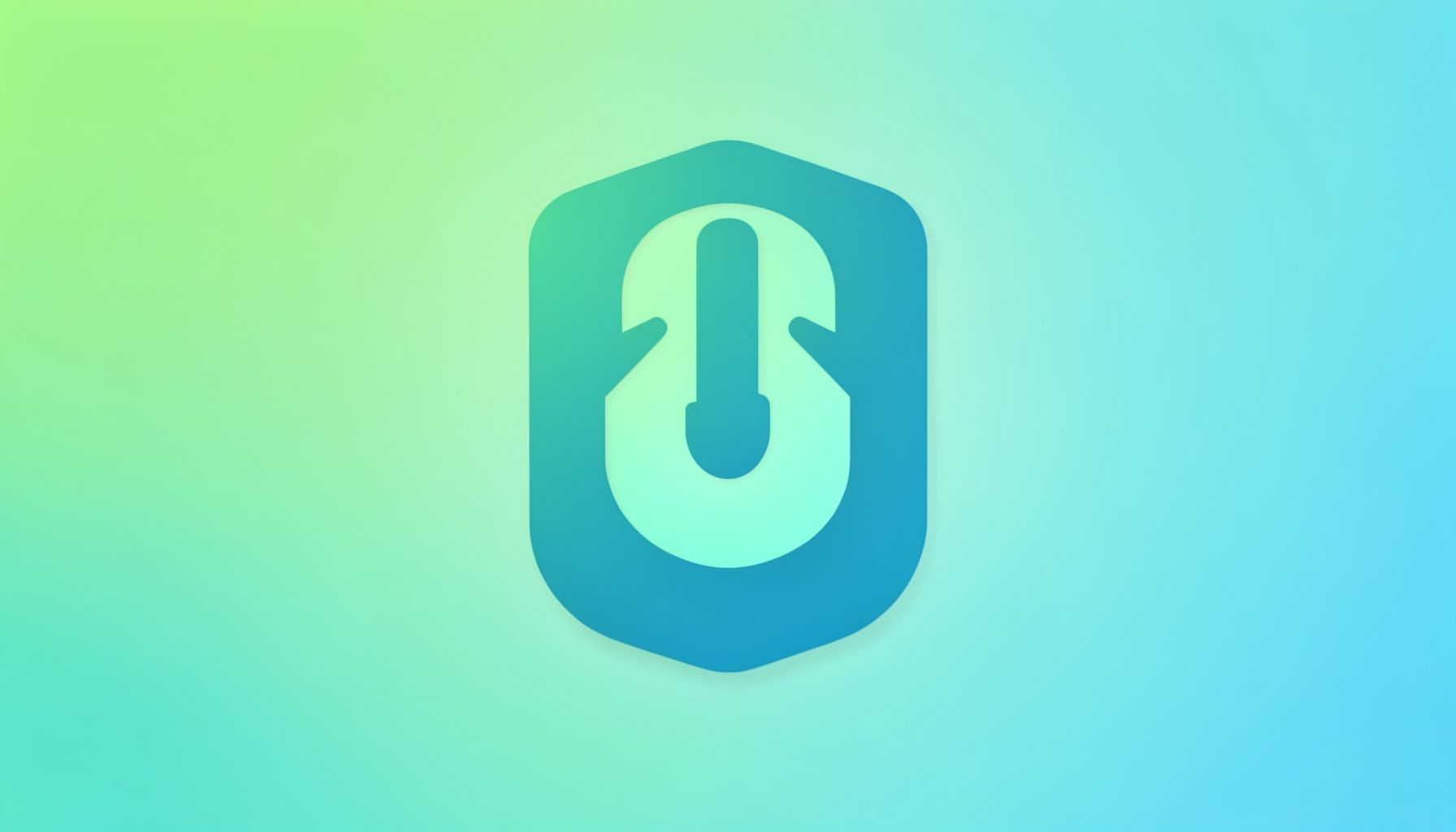 Soft green and blue gradient with abstract unlock icon silhouette, clean minimal style